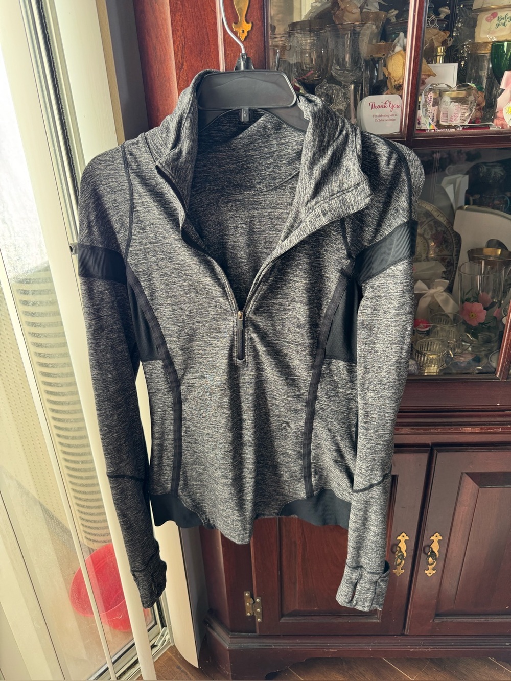 Lululemon  Charcoal Half-Zip athletic shirt with Thumbholes